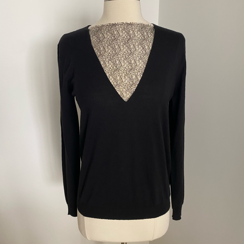 Vionnet Black Top with Lace Detail